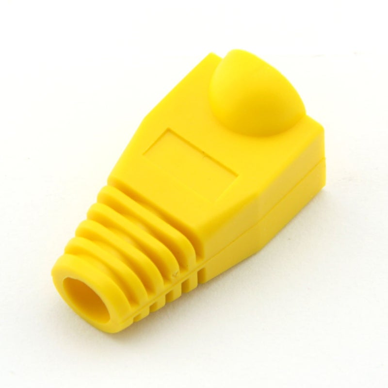 Maxmoral ماكس مورال 100 حزمة كابل شبكة إيثرنت CAT5E CAT6 RJ45 مع أحذية تخفيف الضغط - أصفر - Image 5